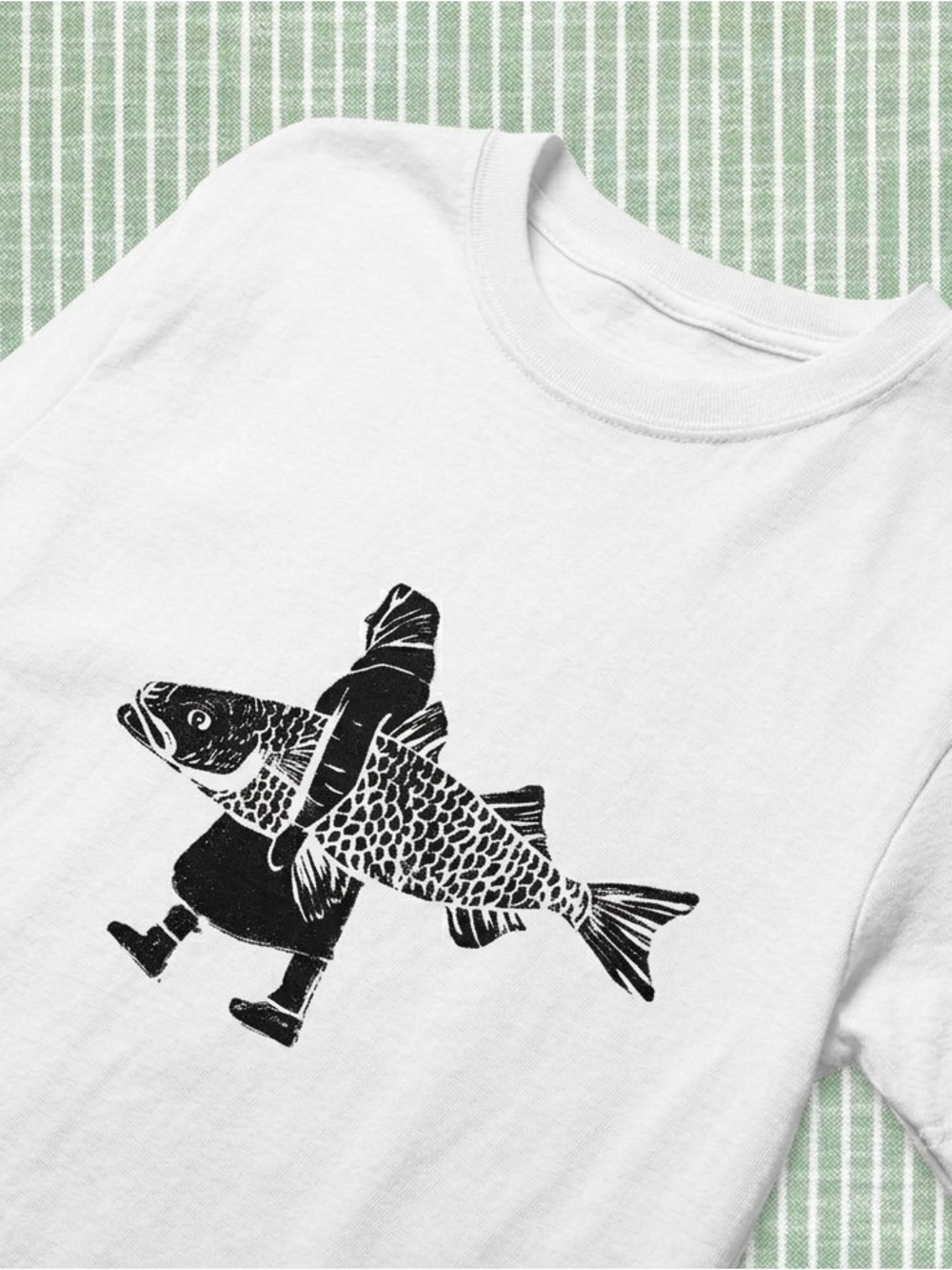 White Fish Graphic Pet-Themed T-Shirt - Picture 2 of 2